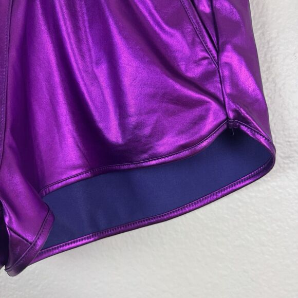 NWT Pesion Metallic Purple Hot Shorts High Waist Rave Festival Pockets Medium - Picture 5 of 13